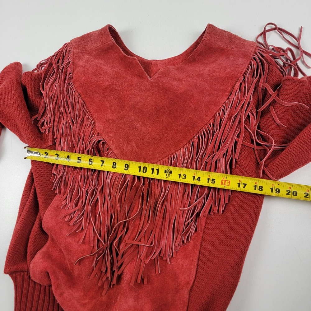 Pioneer Wear Suede Leather Fringe Pull Over Long Sleeve Jacket Womens  Medium - Picture 4 of 9